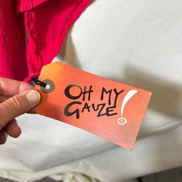 Oh My Gauze! Red Asymmetrical Blouse - Picture 6 of 15